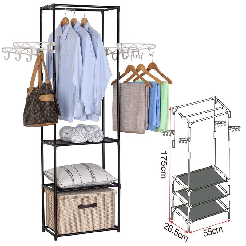 Perchero para ropa con 3 estante y colgador